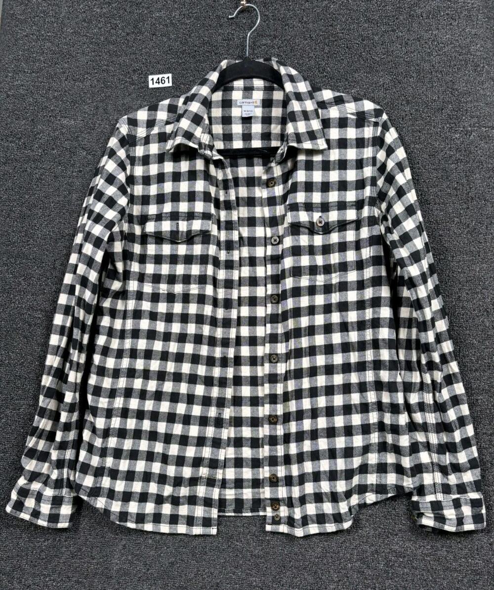 Carhartt Hamilton Flannel Plaid Shirt Womens Size M (8-10) Gray Heather #102260